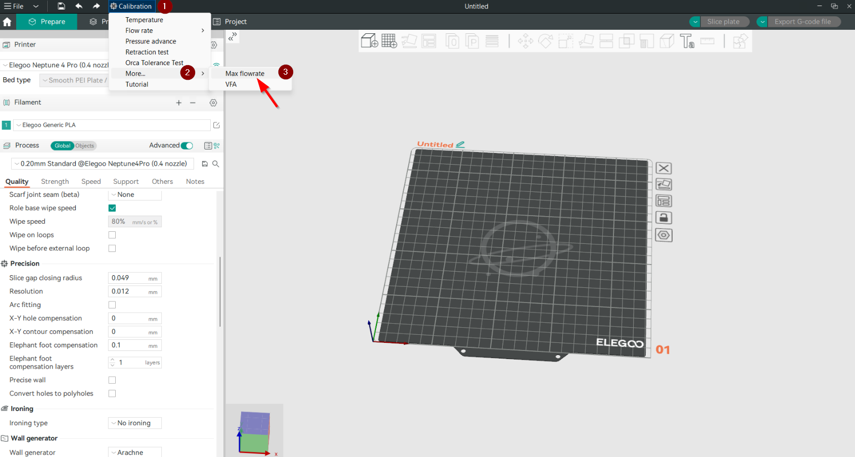 Access the Max Volumetric Speed Test Feature in OrcaSlicer