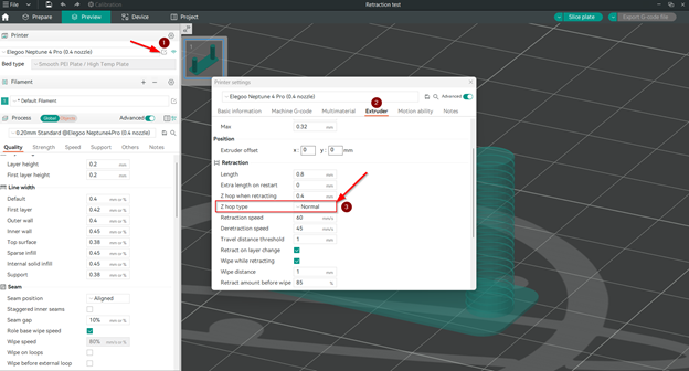 Choose normal z hop tupe in OrcaSlicer