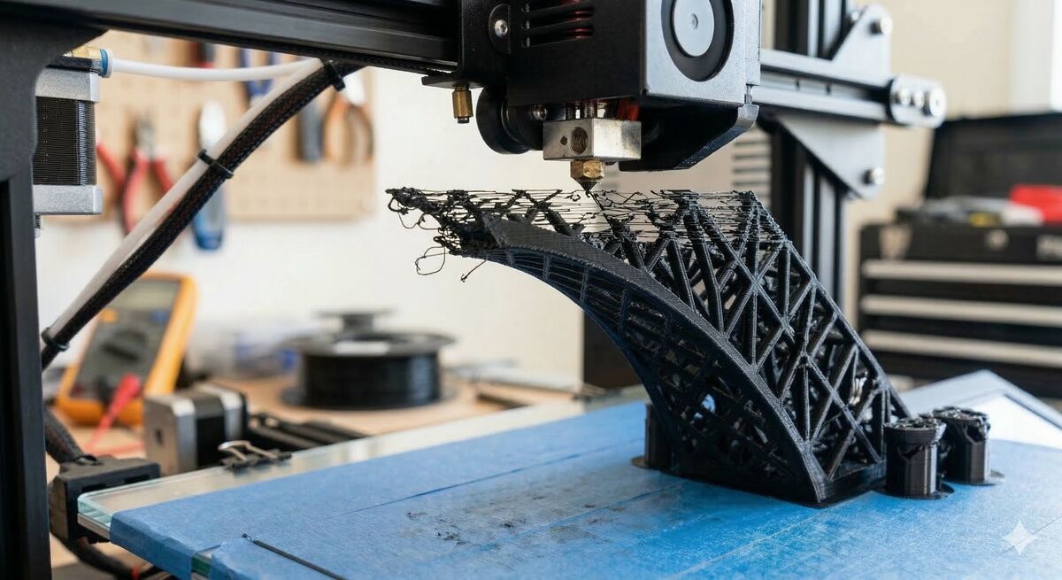 Print failed mid-way due to a nozzle clog — spaghetti forms where extrusion stopped Nozzle clog causing spaghetti mid-print