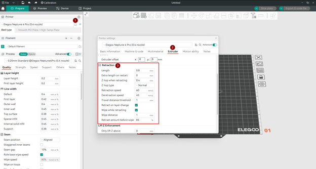 Retraction options in OrcaSlicer