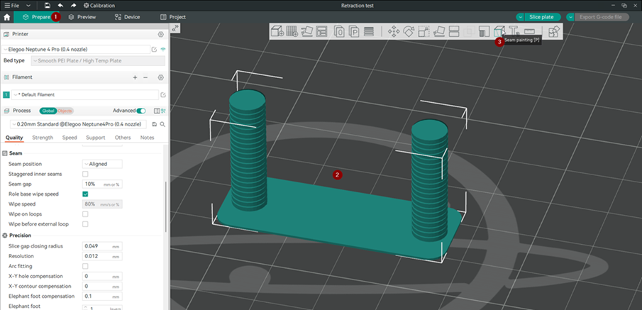 seam painting in OrcaSlicer