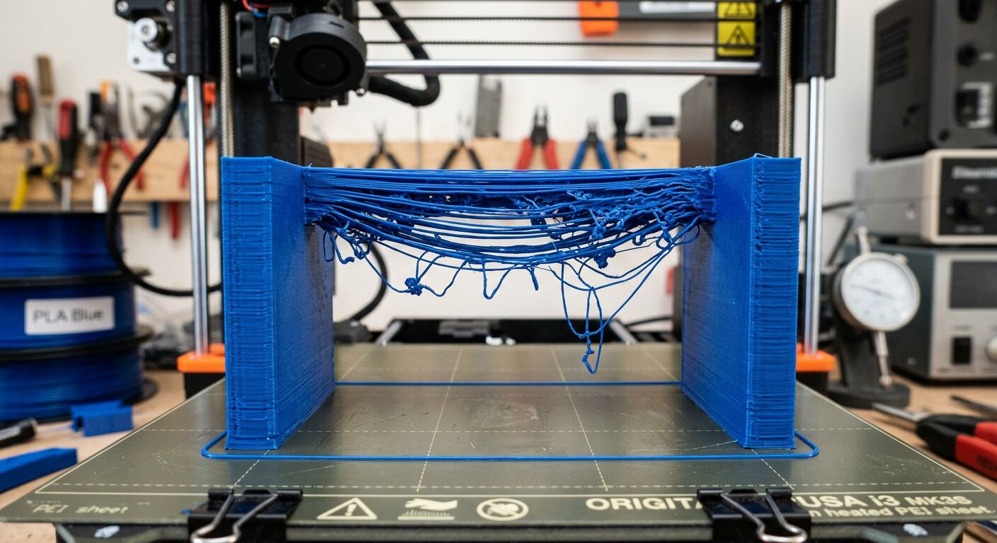 Poor bridging with sagging filament on 3D print