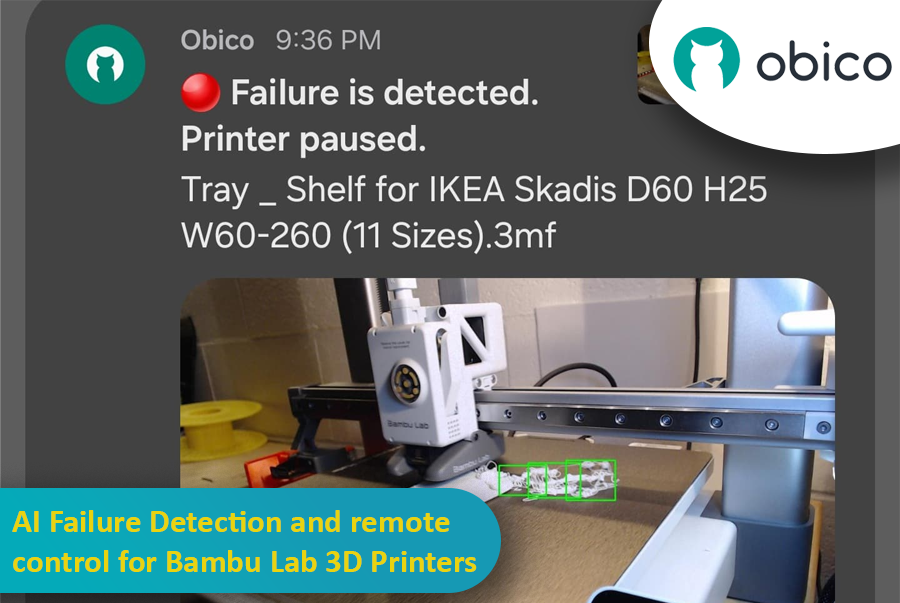 AI Failure Detection and Remote Control for Bambu Lab 3D Printers