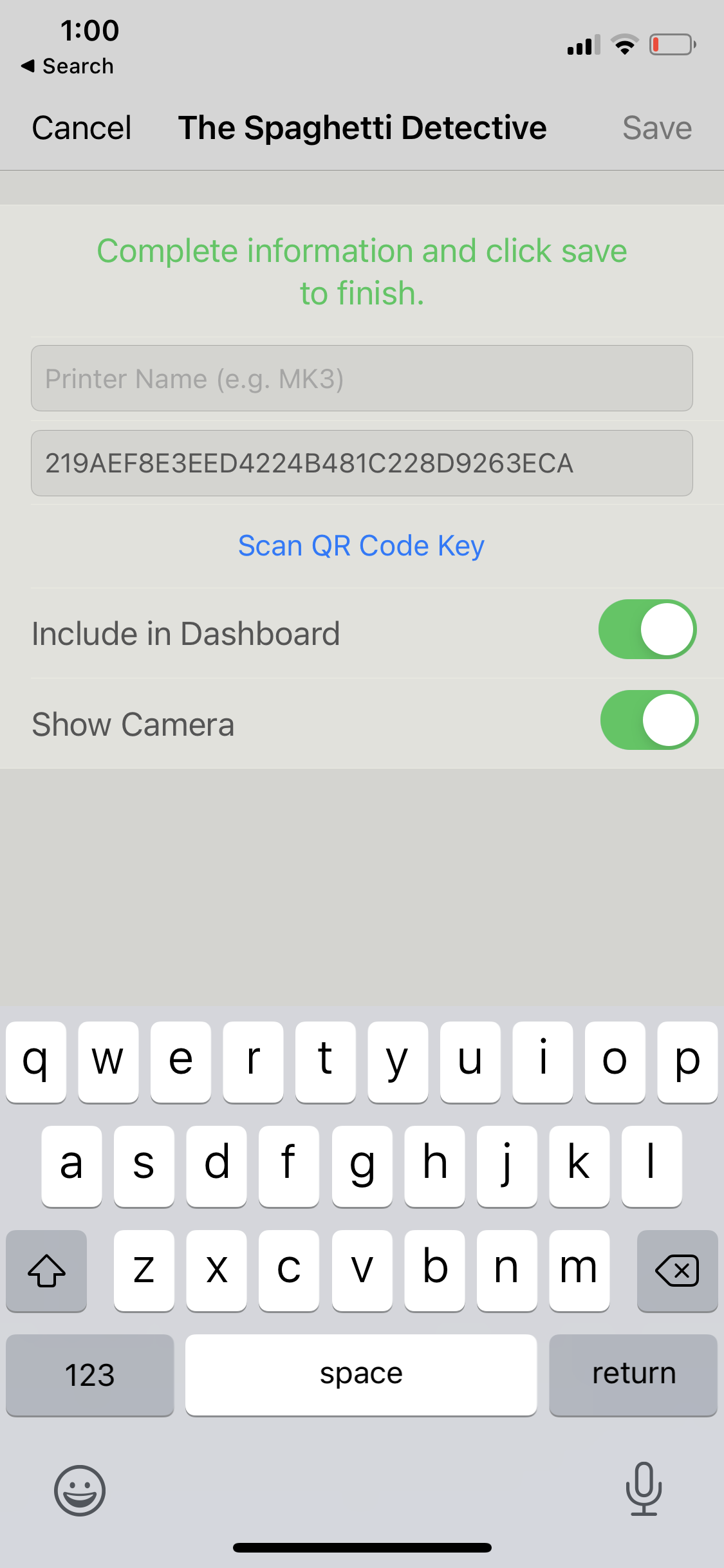Paste API key